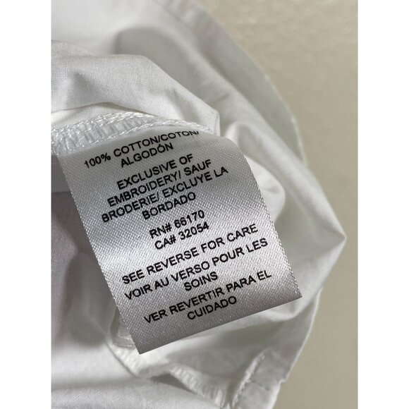 Dhruv Kapoor Anthropologie Button Up Top Women size XL White Blue 3D flower Boho - Picture 6 of 16